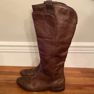 Frye Paige Tall Brown Leather Pull On  Riding Boots Women's Size 7.5B